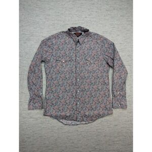 Rock & Roll Denim Pearl Snap Paisley Shirt Large Western Modern Fit Cowboy Ranch